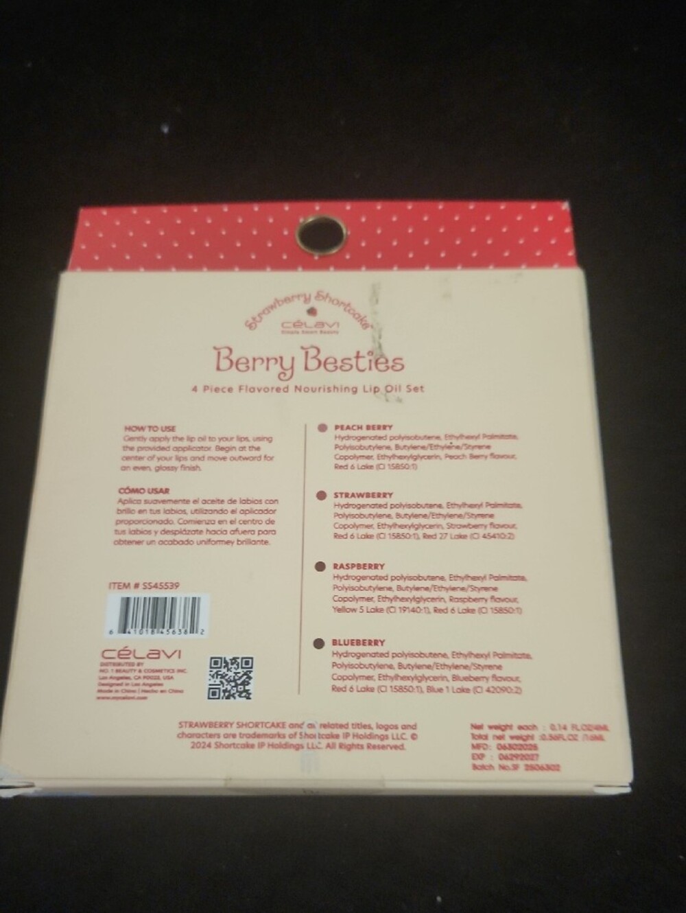 Strawberry Shortcake Shirt, 2 Lip Oil Set, 5 Pack Sheet Masks& 1 Pair Of Socks - Picture 8 of 9